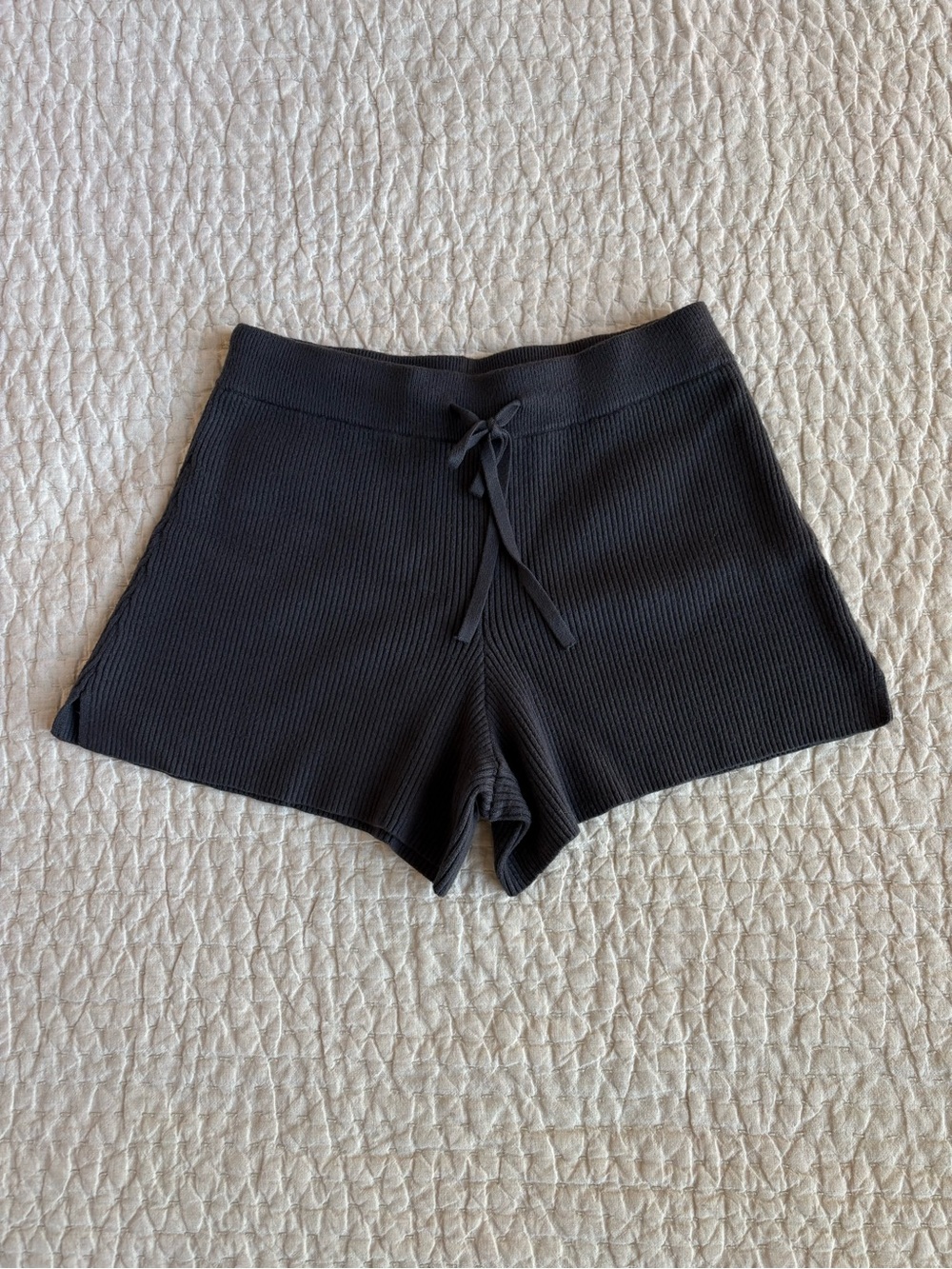 Abercrombie & Fitch Dark Gray Ribbed Drawstring Shorts